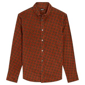 Express Long Sleeve Corduroy Shirt Mens Large Rust Brown Geo Print  Button Up